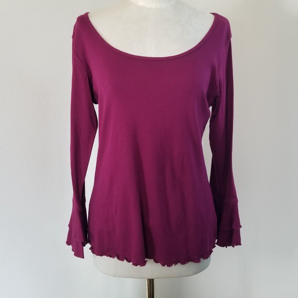 Magenta Pink Ruffle Top Large